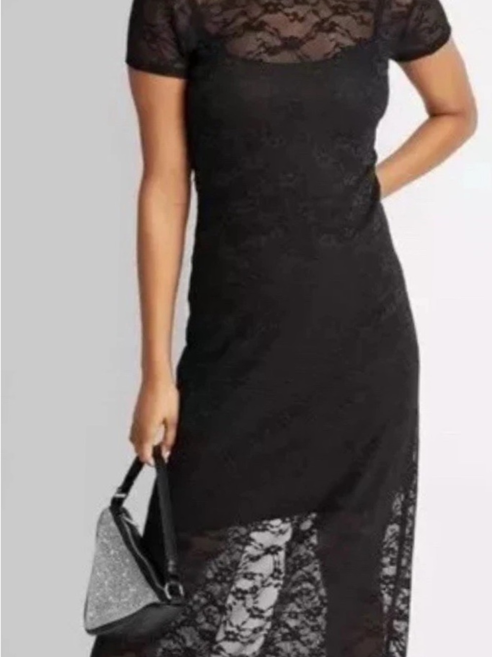 wild fable Black Lace Maxi Dress